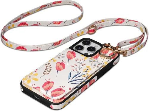 Vista 36 de Funda para iPhone 14 de 6.1'', Funda Cartera Cruzada Desmontable con Ranuras para Tarjetas con Bloqueo RFID, Anillo de Soporte de 360°, Funda Beige