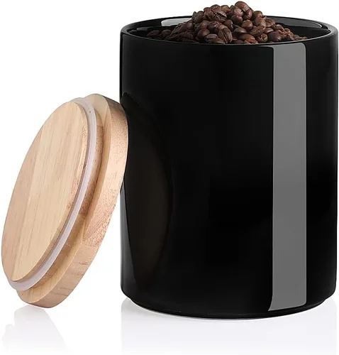 Vista 66 de Recipientes de cocina Sweejar, tarro de almacenamiento de cerámica para alimentos, recipientes apilables con tapa hermética de madera para servir