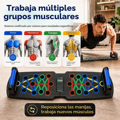 Vista 3 de Push Up Board for Men, Foldable Pushup Bar with Built-In Counter