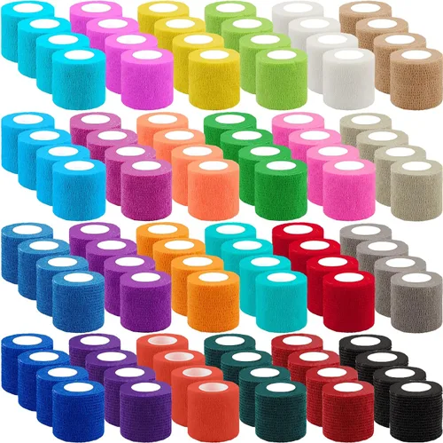 Vista 8 de BQTQ 96 rollos de cinta autoadhesiva de 2 pulgadas, color negro, autoadhesiva, vendaje atlético, vendajes elásticos para esguinces de hinchazón