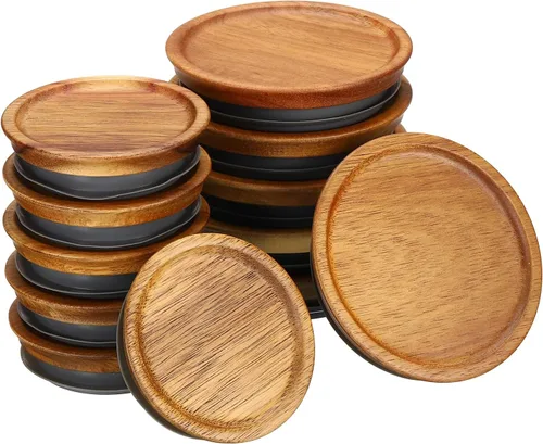 Vista 9 de PATIKIL Tapas para tarros de conservas de boca ancha, tapas de madera para frascos de conservas, tapas de madera con bola hermética de silicona