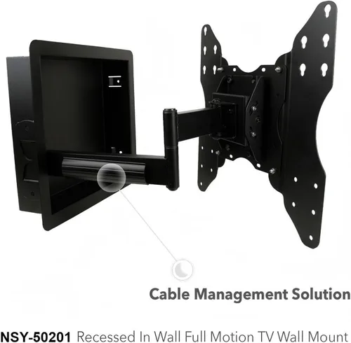 Vista 6 de NSY-50201 Soporte de TV empotrado en pared para pantallas planas de 42 a 75 pulgadas con extensión de 19 pulgadas de largo, cero holgura, perfil