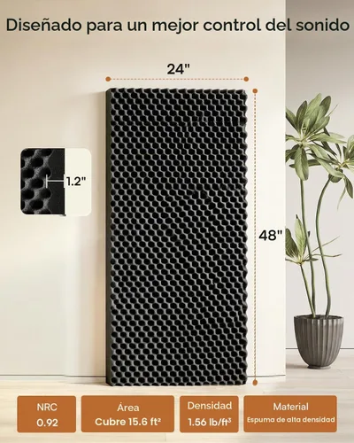 Vista 2 de SODOCT - Paquete de 2 paneles de espuma acústica grandes para cajas de huevos, 48 x 24 x 1.2 pulgadas, espuma a prueba de sonido de alta densidad