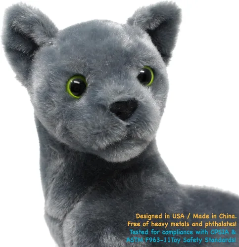 Vista 5 de TigerHart Rae The Russian Blue Cat - Gato gris de peluche de 12 pulgadas