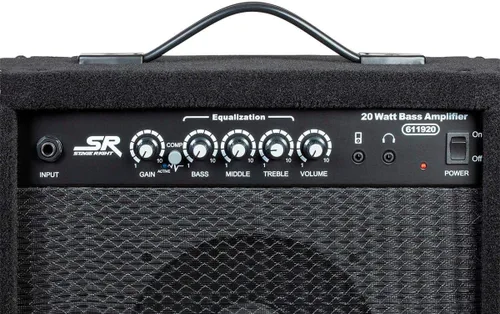 Vista 6 de Monoprice Amplificador combinado de graves 1x8 de 20 vatios, ecualizador de 3 bandas, salida de auriculares