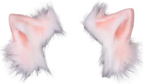 Vista 6 de VIGVAN KYC Orejas de animales Kawaii de peluche con orejas de gato para el cabello, tocado para Halloween o cosplay