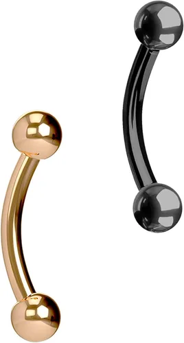 Vista 13 de Juego de 2 anillos para ombligo: 0.49 onzas 5/16 pulgadas acero quirúrgico curvado Barbells, 0.118 pulgadas con extremos en bolas