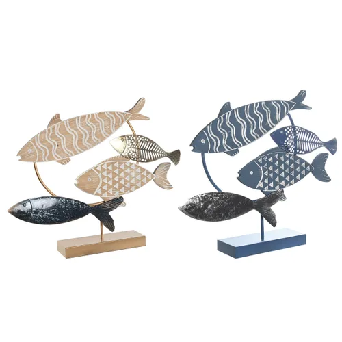 Vista 2 de Figura Decorativa DKD Home Decor 53 x 9 x 45 cm Natural Azul Dorado Espirales Mediterráneo (2 Unidades)