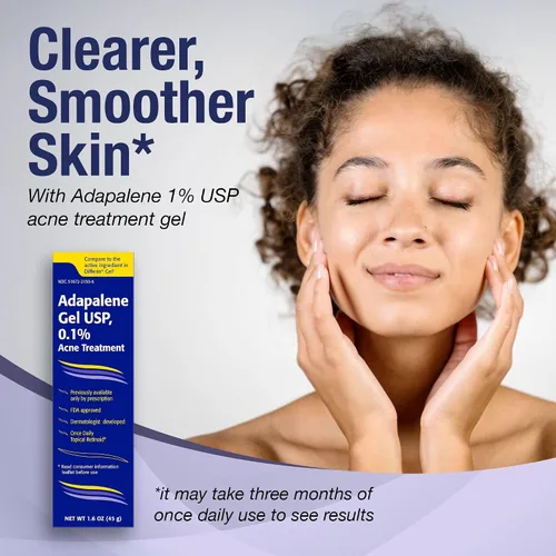 Vista 2 de TARO Adapalene 0.1% USP Gel, sin parabenos, tratamiento facial con retinoides propensos al acné para pieles sensibles, fuerza de prescripción