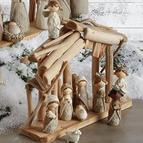 Vista 3 de RAZ Imports - Juego de 9 piezas de Navidad de punto sintético de 4.5 pulgadas