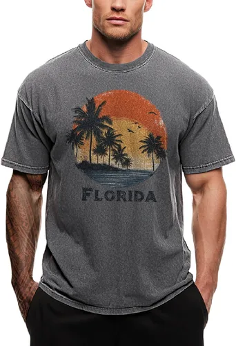 Vista 30 de domirica Camisetas gráficas para hombre, 100 % algodón lavado, manga corta, cuello redondo, Y2K, tallas grandes y altas, camisetas de verano 2026