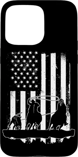 Vista 31 de USA Flag Team Roping Design Rodeo Western Horse Country Case for iPhone 17