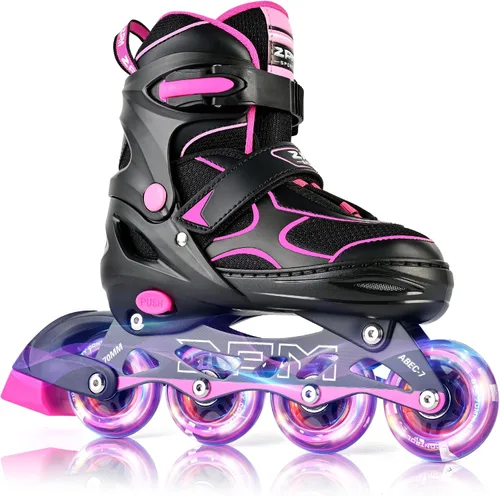 Vista 11 de 2PM SPORTS Patines en línea para niños y niñas, niños de 5 a 8 a 12 años, 4 a 6, 6 a 12 años, con ruedas iluminadas, cuchillas ajustables