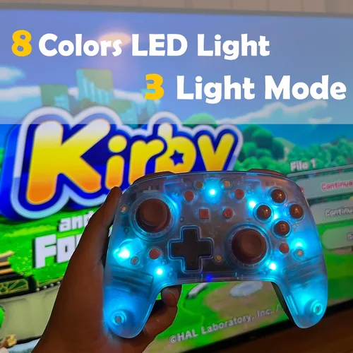 Vista 3 de KENNEAS Controlador inalámbrico Pro para interruptorOLEDLite (sin zona muerta), 8 LED de color con 3 modos de luz2 placas frontalesbatería grande