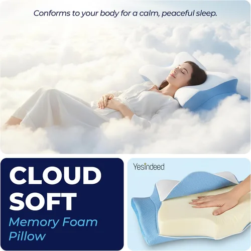 Vista 3 de Almohada refrescante para aliviar el dolor: soporte cervical para dormir, diseño de espuma viscoelástica contorneada para dolor de cuello y hombros
