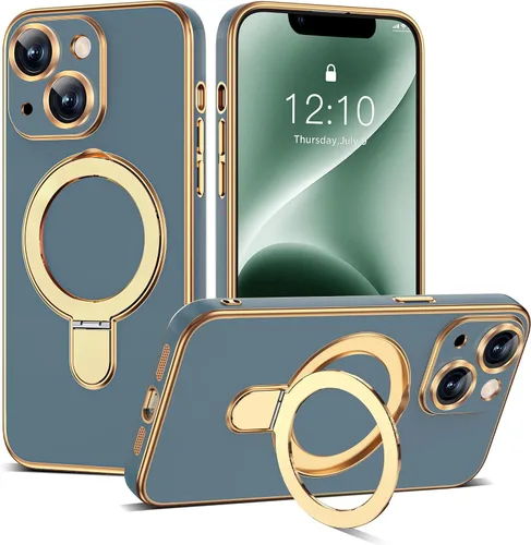 Vista 53 de Funda compatible con iPhone 12 con soporte de anillo magnético invisible [compatible con Mag-Safe] [Protector completo de lente de cámara] Funda