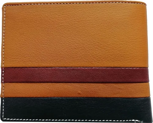 Vista 2 de Cartera delgada de cuero para hombre 100 piel auténtica doble pliegue Azul Classic