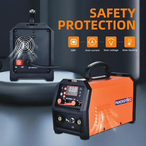 Vista 4 de Soldador MIG de 160A, 110V/220V Voltaje Dual 3 en 1 Soldador de Núcleo Fundente Soldador MIG sin Gas/TIG con Elevación/Electrodo Pantalla Digital