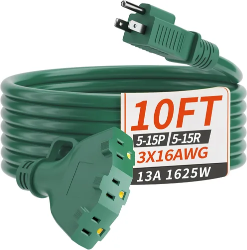 Vista 17 de PlugSaf Cable de Extensión para Exteriores de 50 Pies Calibre 16/3 con Múltiples Tomacorrientes Indicador de Luz, Cable de Extensión Flexible de 3