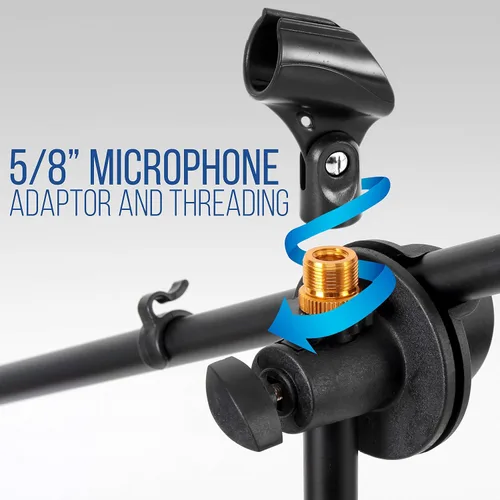 Vista 4 de Pyle Soporte universal para micrófono de trípode, par de altura ajustable de 27.5 a 52 pulgadas de alto y longitud de pluma extensible de 24