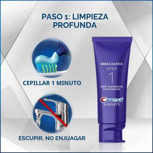 Vista 3 de Crest 3D White Brilliance - Kit de 2 pasos, pasta de dientes blanca Crest 3D, pasta de dientes de limpieza profunda (4 onzas) + gel blanqueador