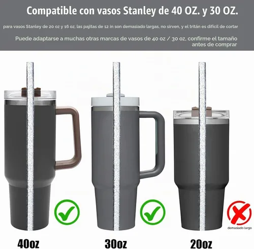 Vista 3 de ALINK Pajitas reutilizables con purpurina para vaso Stanley de 40 onzas y 30 onzas, popotes de plástico duro de 12 pulgadas de largo, popote