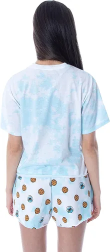 Vista 6 de Conjunto de pijama corto para mujer de Sesame Street Cookie Monster Tie Dye Shirt