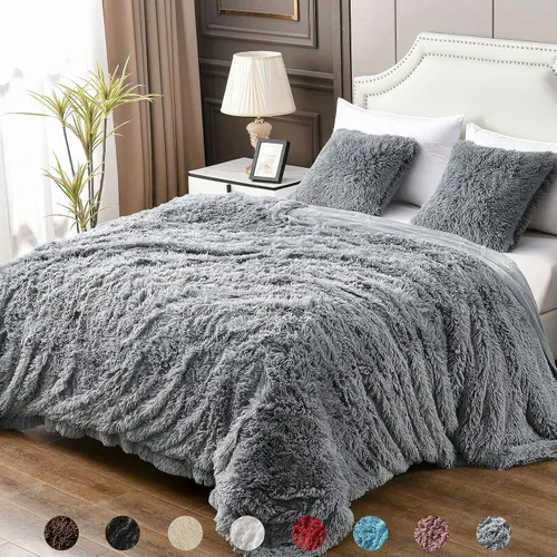 Vista 33 de YUSOKI manta de piel sintética extrasuave con pelos largos, transpirable, de 50 x 60 pulgadas, mullida, acogedora y cómoda, de microfibra de lujo