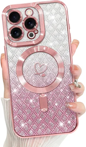 Vista 22 de Bonoma Compatible with iPhone 17 Pro Max Case 2025 Heart Checkered -Gold A cuadros-oro