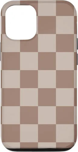 Vista 26 de Funda para iPhone 16 marrón con diseño de cuadros grandes, color beige estético marrón