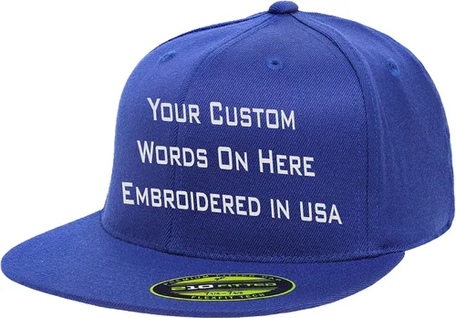 Vista 7 de Sombrero personalizado Flexfit 210 Personalizar Añadir su propio texto Bordado Flatbill