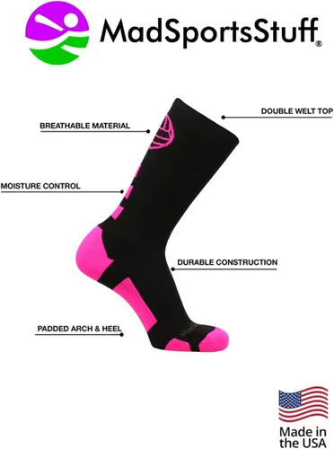 Vista 3 de MadSportsStuff Calcetines de voleibol para niñas, mujeres y adolescentes en la longitud de la tripulación