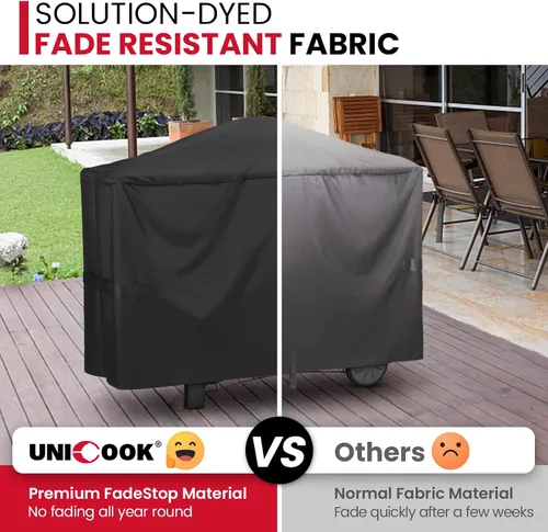 Vista 3 de Unicook Funda para parrilla compatible con Weber Q2000 Q300 Q3000 Q3200 Series con carro, en comparación con Weber 7112, resistente al agua