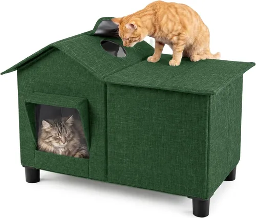 Vista 10 de Love's cabin Outdoor Cat House - Cama elevada resistente a la intemperie Negro
