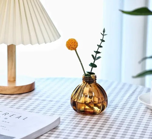 Vista 3 de Juego de 6 jarrones de cristal, frascos de flores de vidrio, botellas pequeñas para arreglos florales, jarrones florales decorativos rústicos