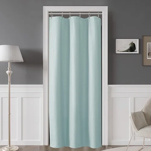 Vista 37 de OVZME Cortina de ducha de tela Berry Stall de 36 x 72 pulgadas, suave y gofre, pequeña cortina de ducha negra para baño con textura para un