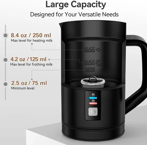 Vista 5 de Secura Espumador de leche, máquina automática de espuma caliente/fría de Negro