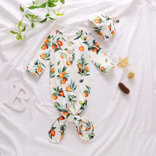 Vista 2 de Moru Vestidos de dormir de algodón para bebés y niñas de algodón orgánico Floral Kimono anudado