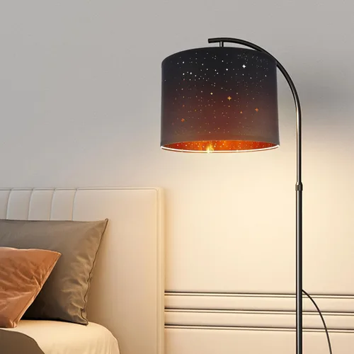 Vista 3 de LIFKOME Pantalla de tela Pantalla de lámpara de tambor de estrella, pantallas ahuecadas para lámpara de mesa, clip en la bombilla, lámpara de araña