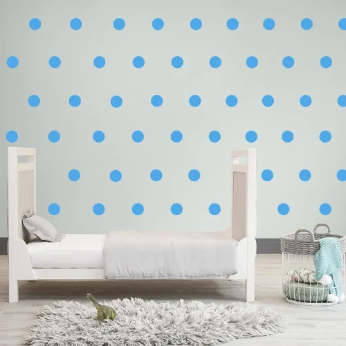 Vista 3 de Calcomanías de pared multicolor y mate, puntos de vinilo de 2 pulgadas, paquete de 100 calcomanías de pared para despegar y pegar (azul bebé)