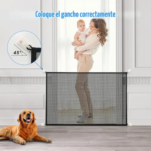Vista 2 de Cupount Puerta de Malla para Bebés y Perros – 30" de Alto, Se Adapta a Aberturas de 32"–36" de Ancho – Puerta de Malla para Mascotas