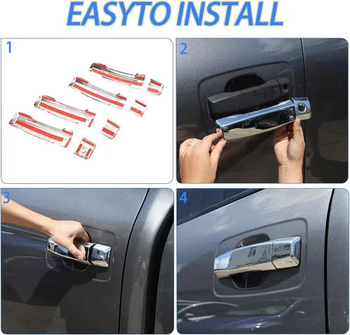 Vista 5 de Cubierta de manija de puerta exterior compatible con Nissan Titan 2016-2023, cubierta protectora de cubierta protectora de cubierta exterior