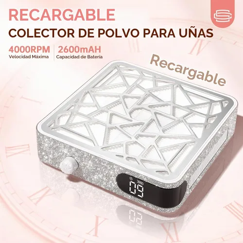 Vista 2 de Colector de polvo de uñas, extractor de vacío inalámbrico de 4000 RPM