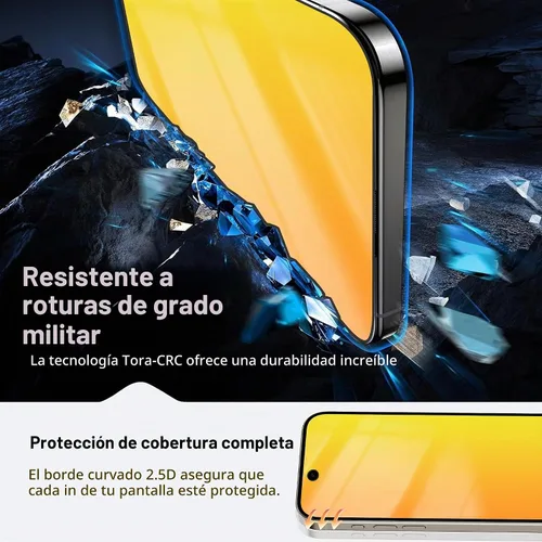 Vista 7 de Protector de pantalla de privacidad para iPhone 14/13/13 Pro (dorado) Anti-Spy vidrio templado degradado colorido efecto espejo cobertura completa