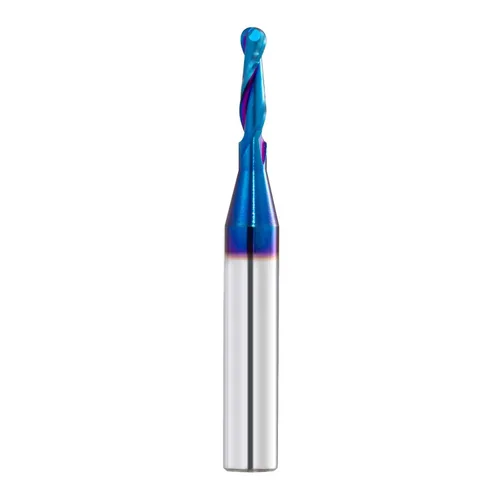 Vista 6 de Brocas de fresadora CNC de vástago de 1/4 pulgadas de carburo con punta de bola con revestimiento nano azul para fresado lateral, fresado