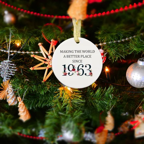 Vista 6 de Regalos de cumpleaños número 60 para mujeres y hombres, adorno de cerámica para el 60º recuerdo - Haciendo del mundo un lugar mejor desde 1963