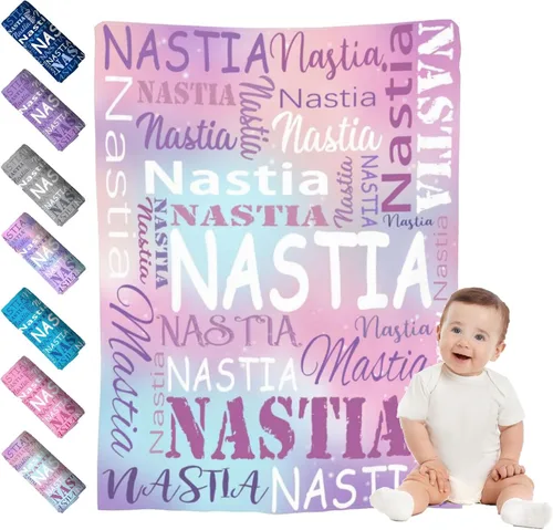 Vista 9 de Mantas de bebé personalizadas para niño y niña, manta de bebé personalizada con nombre para niños y adultos, mantas suaves personalizadas