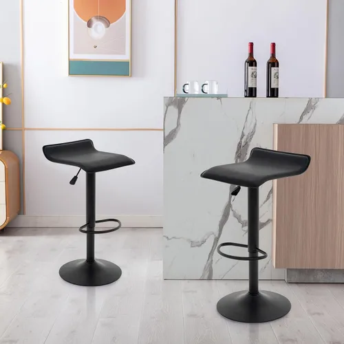 Vista 2 de Vogue Furniture Direct - Juego de 2 taburetes de bar ajustables, taburetes de bar giratorios de cuero sintético con elevación, silla de bar sin