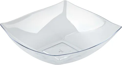 Vista 19 de Restaurantware Moderna - Cuencos de plástico de lujo de 8 onzas, 10 cuencos cuadrados desechables para ensalada, duraderos y resistentes