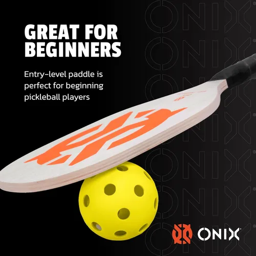 Vista 4 de Recruit by Onix - Juego de iniciación de pickleball - Incluye dos paletas de madera de álamo y dos bolas amarillas